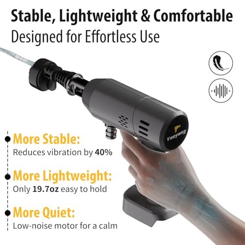 Person holding lightweight Yoeyang handheld pressure washer gun highlighting stability, lightweight design, and quiet motor f
